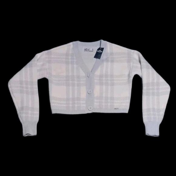 Hollister Sweaters - NWT! Hollister Cropped Sweater Button Up Cardigan Womens Size Small White And...